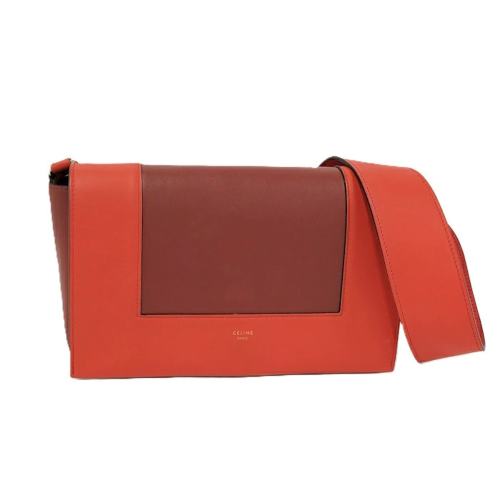 Celine Shoulder Bag Frame Leather Red